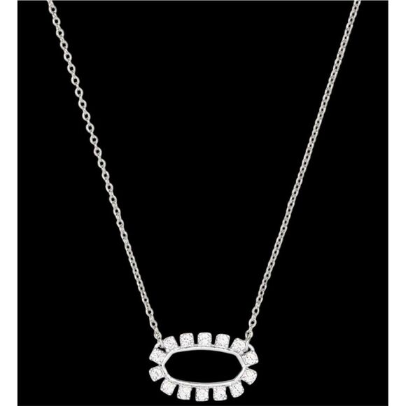 Kendra Scott NEW necklace - Elisa Open Frame Crystal Silver - Picture 1 of 6
